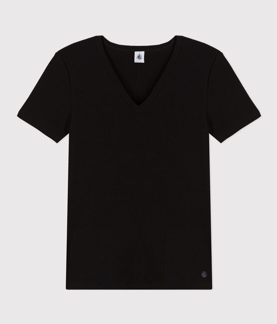 Camiseta Iconique de manga corta de punto liso para mujer negro BLACK