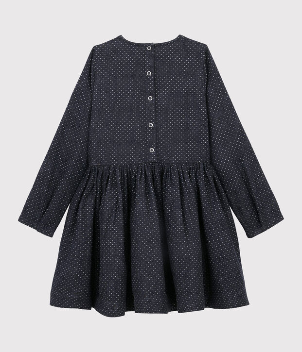 Vestido de manga larga para ni&ntilde;a azul/blanco