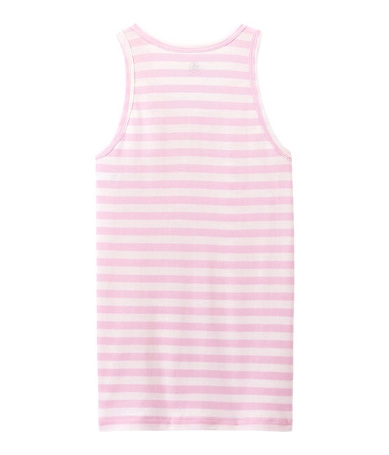 Camiseta de mujer en canalé original de rayas rosa BABYLONE/blanco MARSHMALLOW
