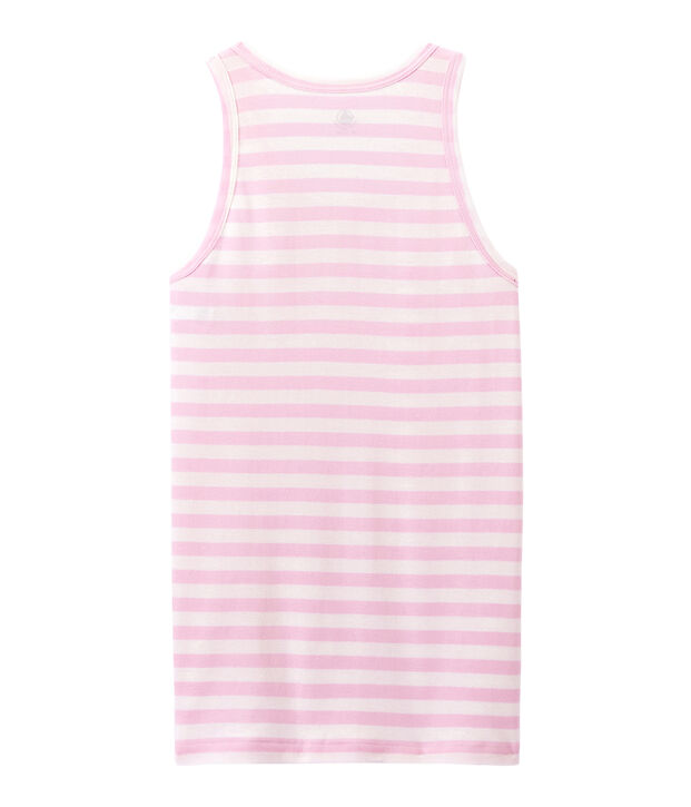 Camiseta de mujer en canal&eacute; original de rayas rosa/blanco