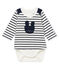 Body camiseta de rayas para bebé niño blanco MARSHMALLOW/azul SMOKING