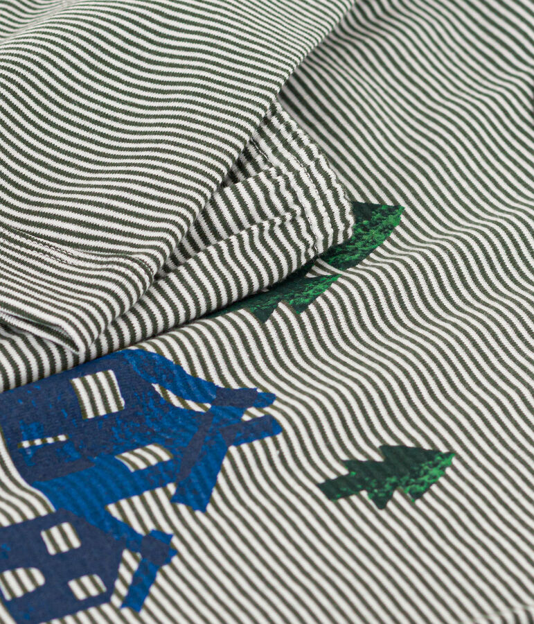 Pijama de algod&oacute;n a rayas para ni&ntilde;o/ni&ntilde;a verde/blanco