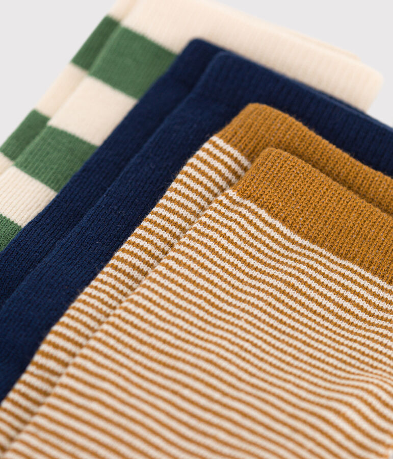 3 pares de calcetines infantiles de algod&oacute;n a rayas multicolor