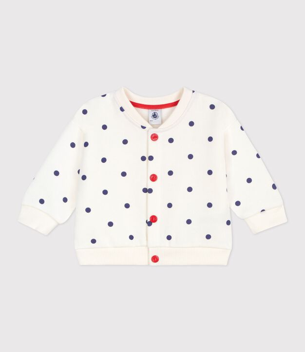 Chaqueta teddy de algod&oacute;n para beb&eacute; con estampado de lunares azul/azul
