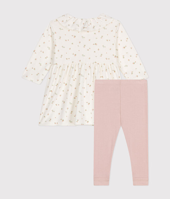 Conjunto de vestido de manga larga y leggings de algodón para bebé blanco MARSHMALLOW/blanco MULTICO