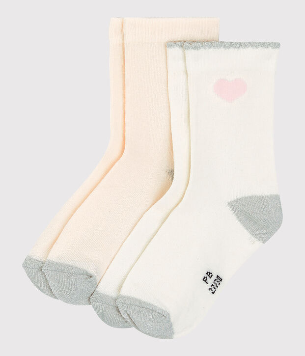 Juego de 2 pares de calcetines de ni&ntilde;a multicolor