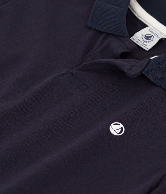 Polo de manga corta de algodón para niño azul SMOKING