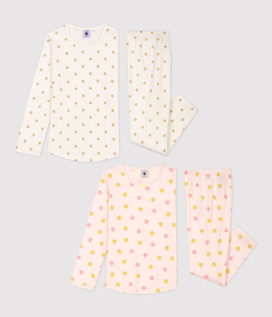 Juego de 2 pijamas con estampados de estrellas y panteras de niña de algodón variante 1