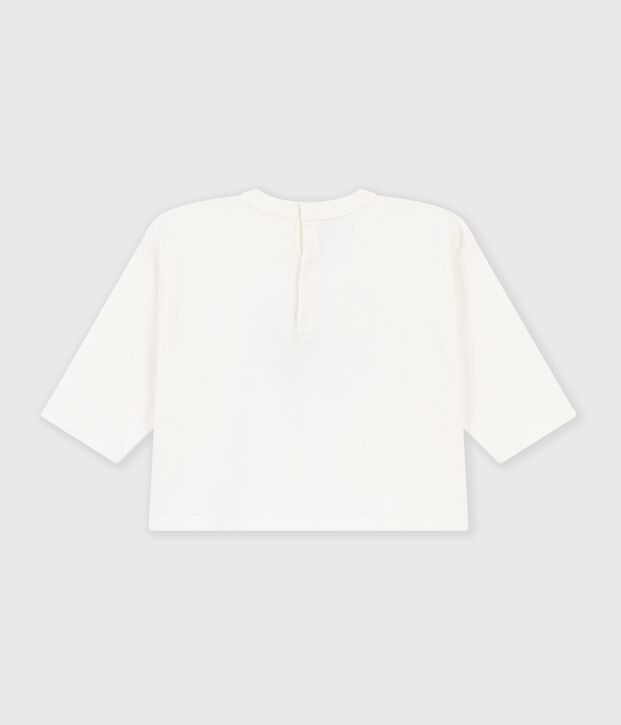 Camiseta de algod&oacute;n de manga larga lisa con estampado para beb&eacute; MILK