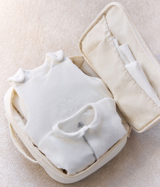 Caja de gasa de algodón bordada para recién nacido blanco MARSHMALLOW