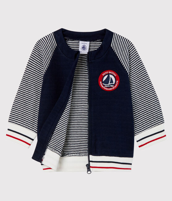 Chaqueta de túbico para bebé niño azul SMOKING/blanco MARSHMALLOW