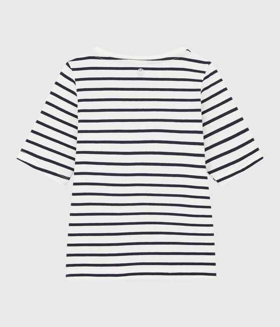 Camiseta de rayas de niña blanco MARSHMALLOW/azul SMOKING