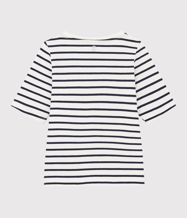 Camiseta de rayas de ni&ntilde;a blanco/azul