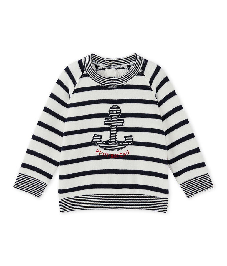 Sudadera beb&eacute; ni&ntilde;o con rayas marineras blanco/azul