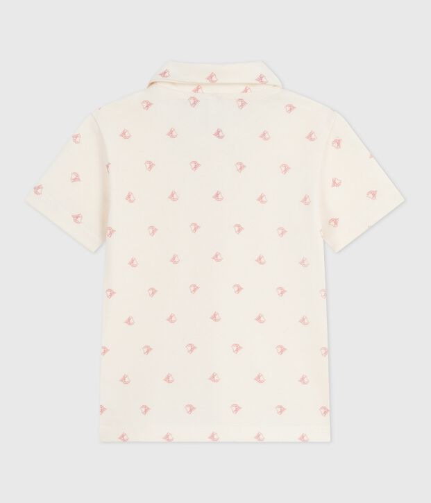 Polo infantil de algod&oacute;n estampado de manga corta rojo/rojo