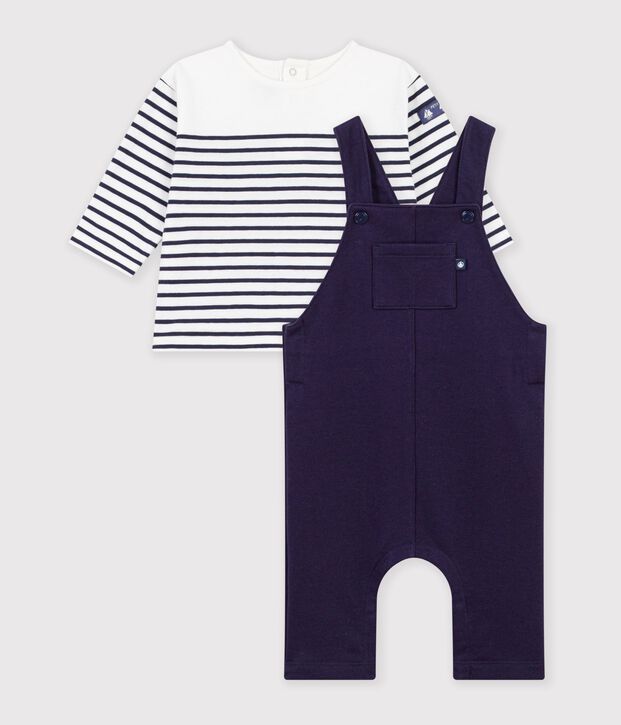 Conjunto de regalo de algod&oacute;n para beb&eacute;: camiseta y peto multicolor