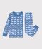 Pijama infantil de mulet&oacute;n con estampado de ballenas azul/blanco