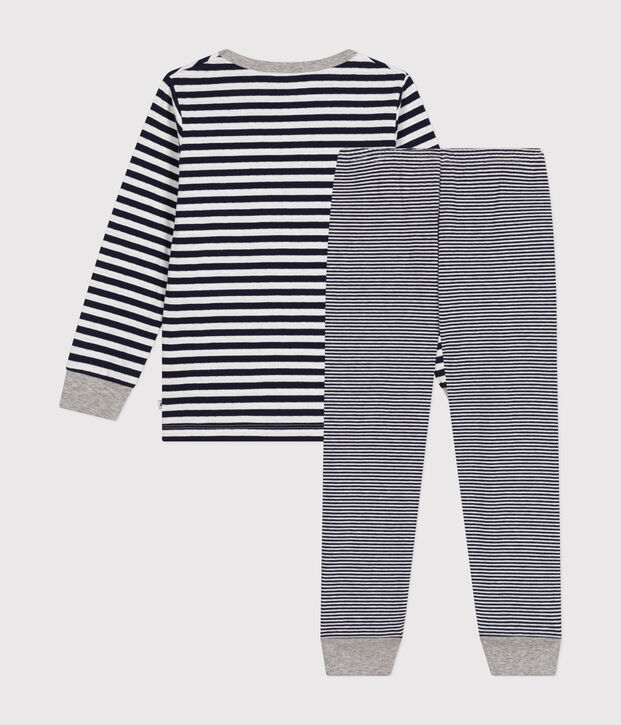 Pijama infantil de algod&oacute;n a rayas azul/blanco