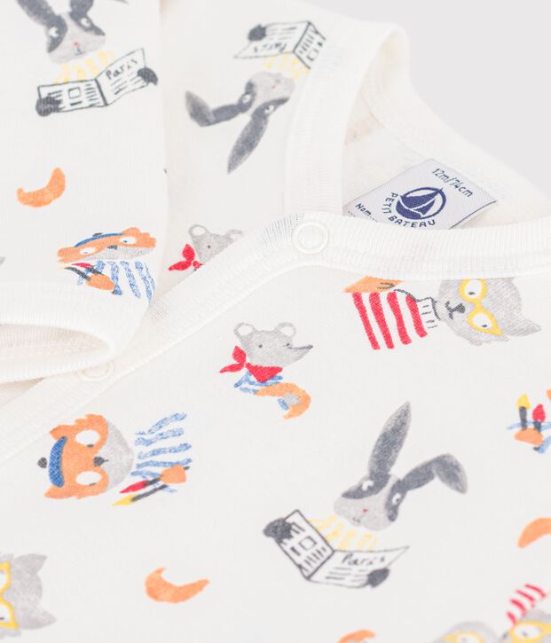 Pyjama b&eacute;b&eacute; en coton sans pieds imprim&eacute; animaux blanco/multicolor