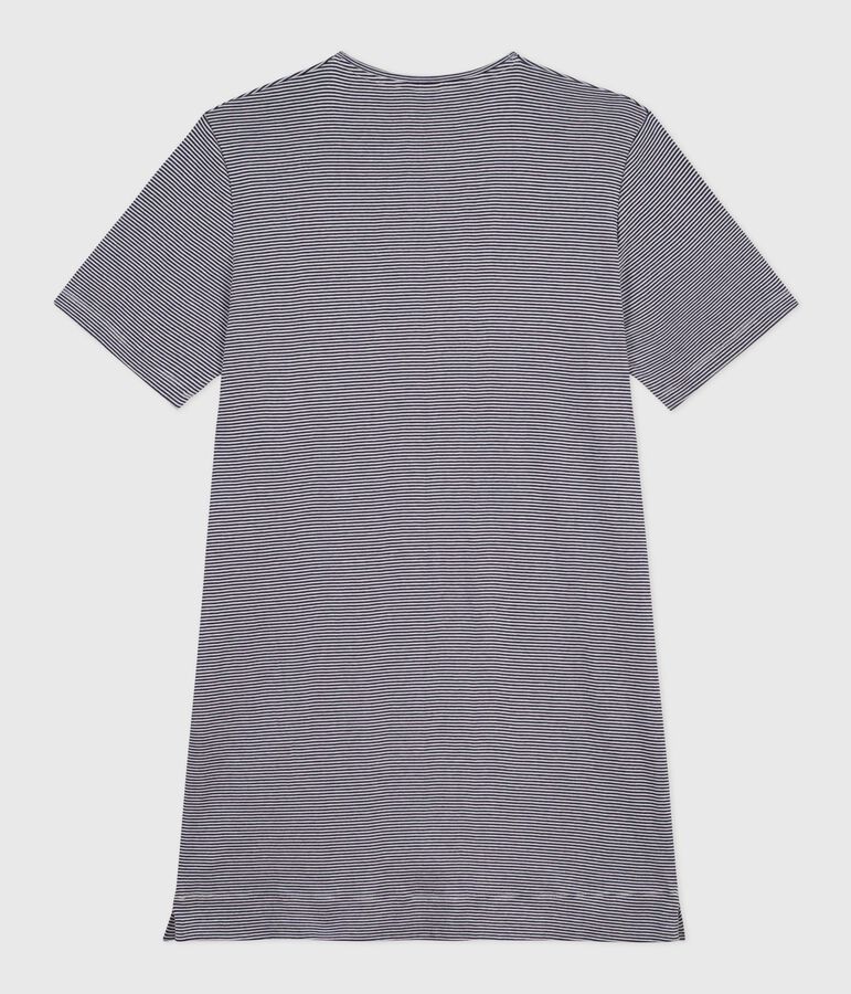 Camis&oacute;n de algod&oacute;n de manga corta a rayas para mujer azul SMOKING/blanco MARSHMALLOW