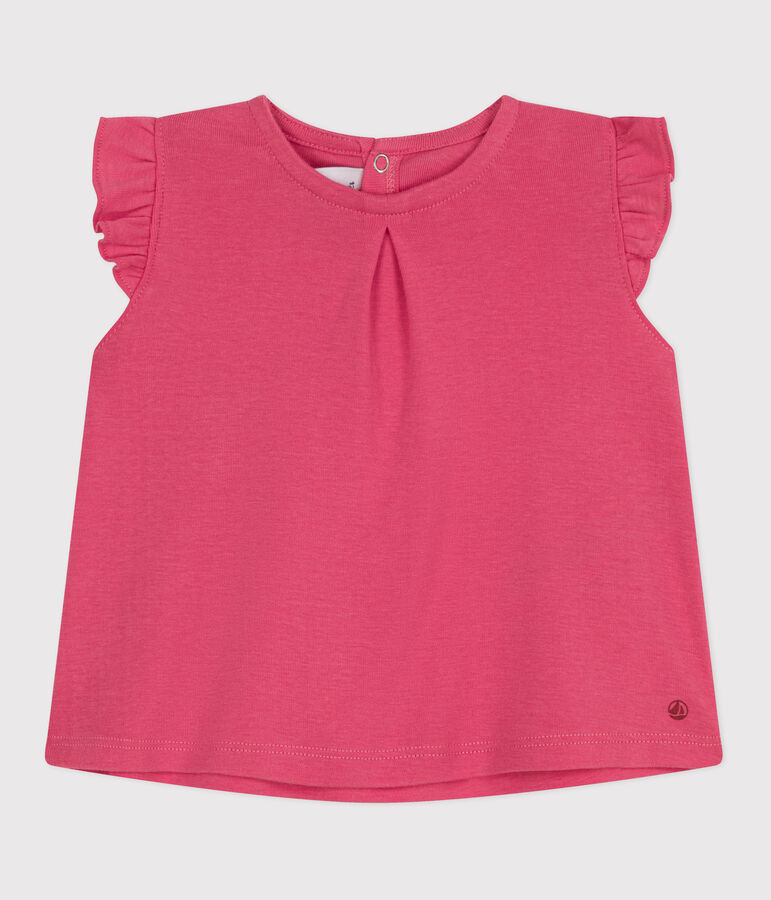 Blusa sin mangas de algod&oacute;n para beb&eacute; rosa
