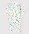 Pijama enterizo sin pies de flores de tejido tubular de bebé niña blanco MARSHMALLOW/blanco MULTICO