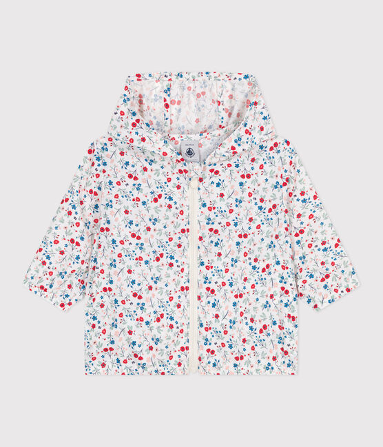 Cortavientos de poliéster anti-UV con estampado de flores para bebé blanco MARSHMALLOW/blanco MULTICO
