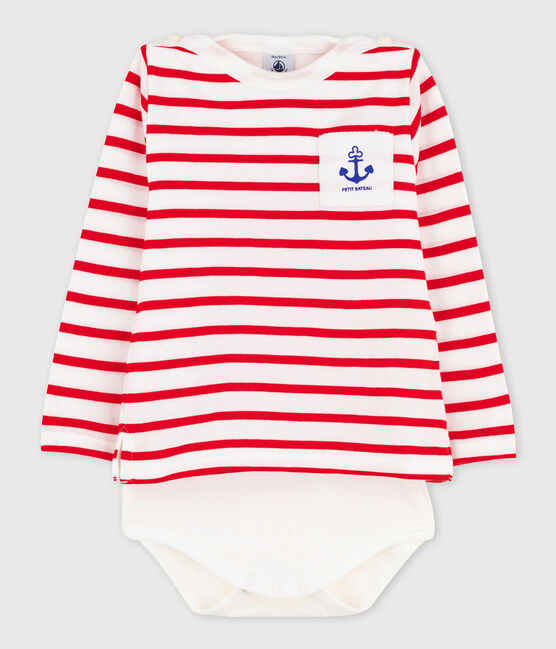 Camiseta con estampado de corazón para mujer blanco MARSHMALLOW/azul SURF
