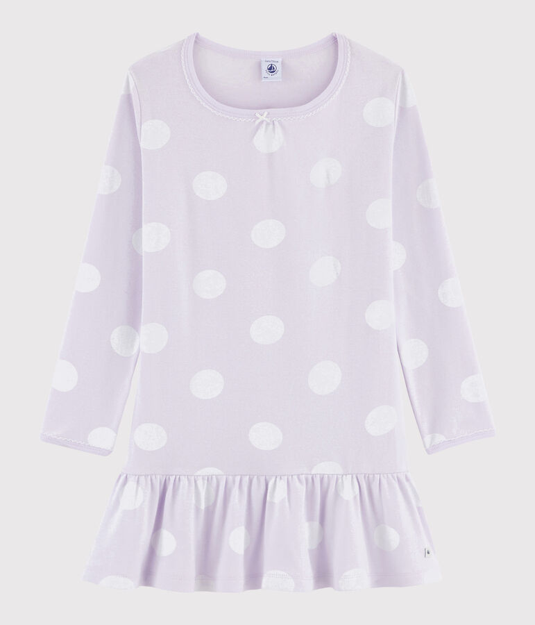 Camis&oacute;n de ni&ntilde;a con lunares de punto violeta/blanco