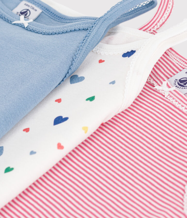 Juego de camisetas de tirantes infantiles de algod&oacute;n con estampado de corazones multicolor