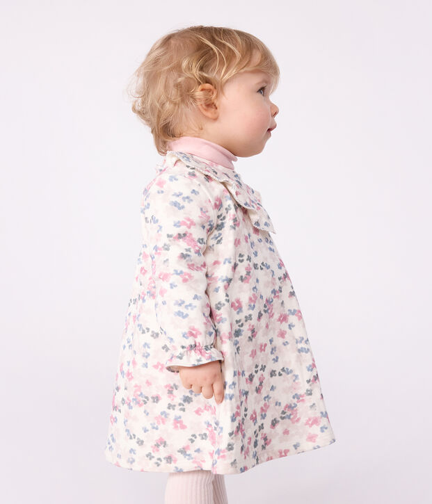 Vestido de algod&oacute;n de manga larga con estampado de flores para beb&eacute; crudo/multicolor