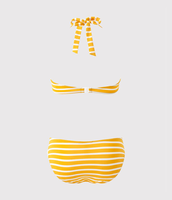 Bañador rayado de 2 piezas para mujer naranja FUSION/blanco MARSHMALLOW