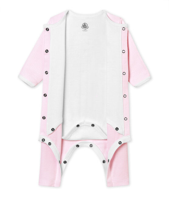 El Bodi pijama bebé mixto rosa VIENNE/blanco ECUME