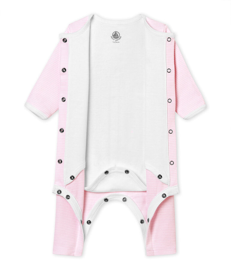El Bodi pijama beb&eacute; mixto rosa/blanco