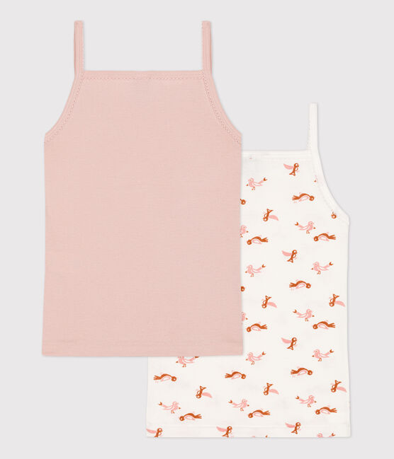 Juego de 2 camisas de tirantes con pájaros de algodón para niña variante 1
