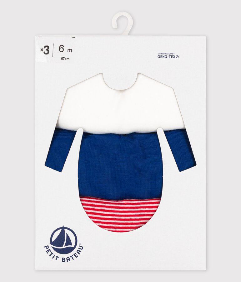 Juego de 3 bodis de manga larga de algod&oacute;n multicolor