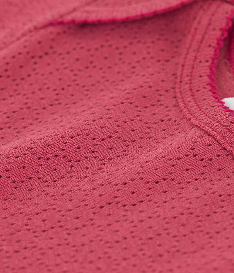 Body de punto calado de manga corta para beb&eacute; rosa