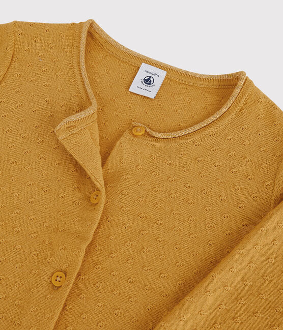 Cárdigan de lana y algodón para niña amarillo BOUDOR