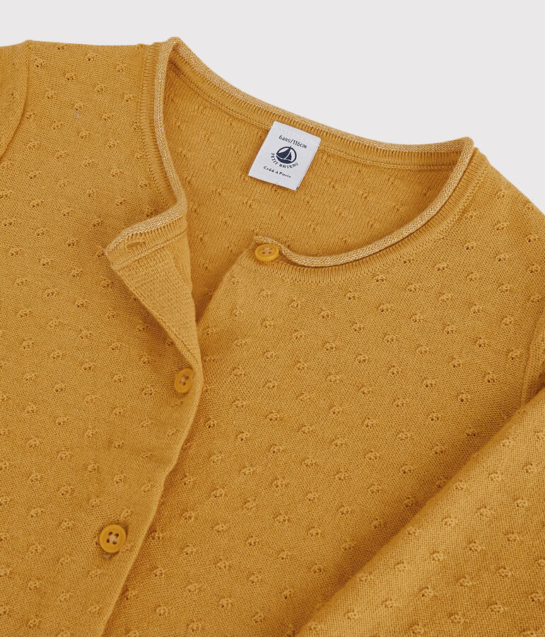 C&aacute;rdigan de lana y algod&oacute;n para ni&ntilde;a amarillo