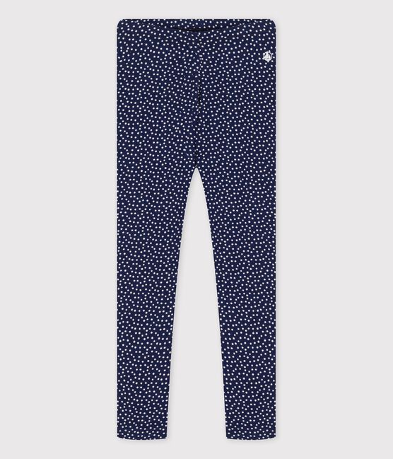 Leggings de jersey de elastano de niña azul MEDIEVAL/blanco MARSHMALLOW