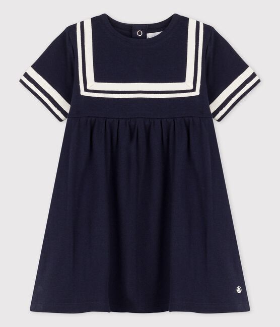 Vestido de estilo marinero de algodón orgánico para bebé. azul SMOKING