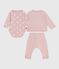 Conjunto de regalo de 2 piezas de terciopelo y body con estampado de corazones para bebé rosa JOLI