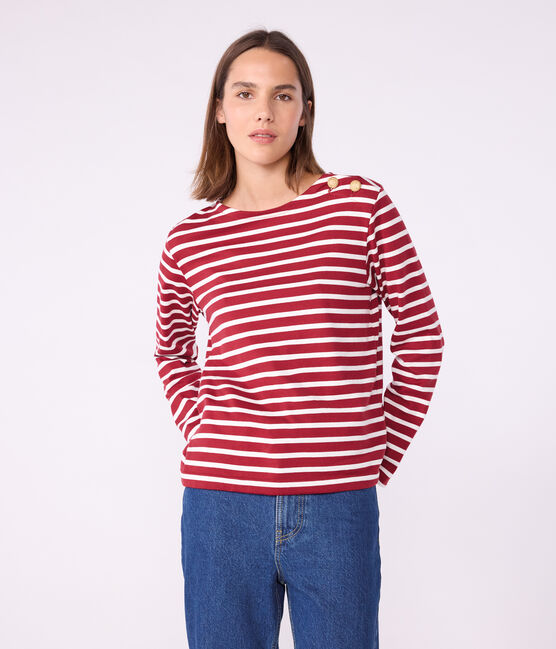 Marinera de algodón para mujer rojo AMARANTE/ MILK