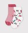 2 pares de calcetines de algod&oacute;n con estampado de rayas y flores para beb&eacute; multicolor