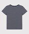 La camiseta RECTA de algodón con cuello redondo para mujer azul SMOKING/blanco MARSHMALLOW