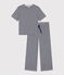 Pijama milrayas de algodón de mujer azul SMOKING/blanco MARSHMALLOW