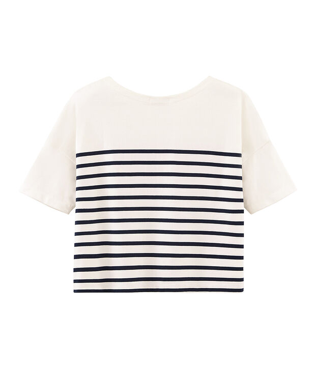 Jersey marinero manga corta para mujer blanco/azul