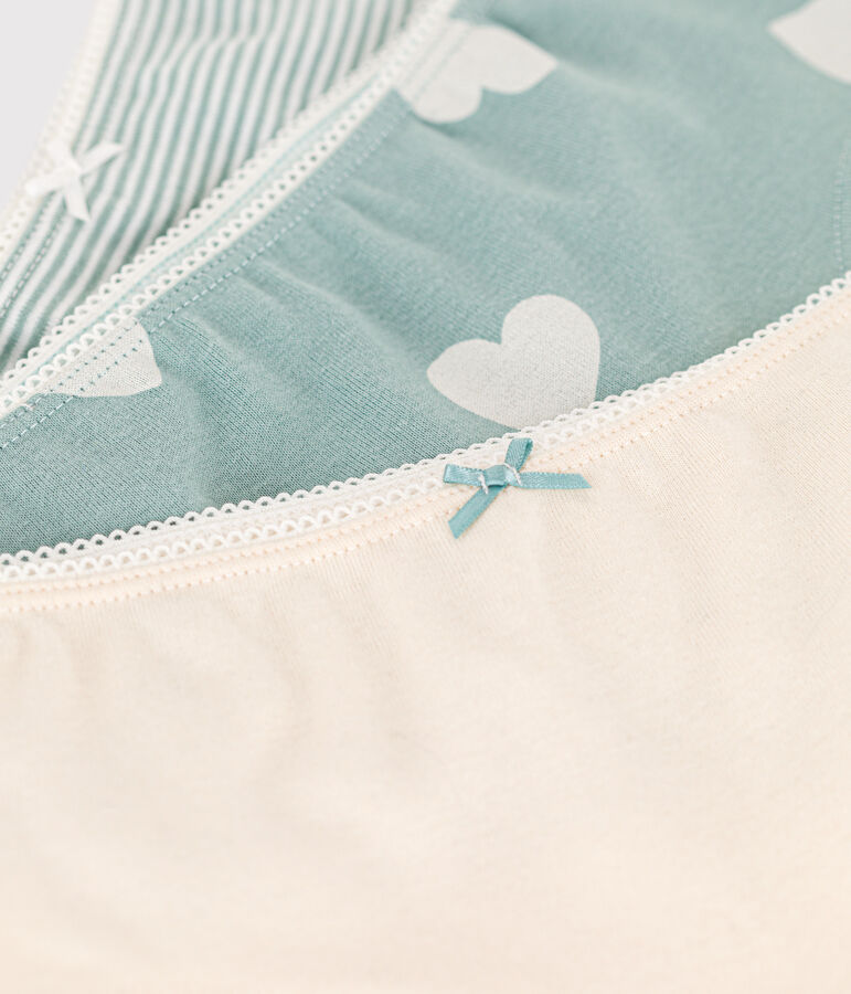 Juego de 3 culottes de algod&oacute;n con coraz&oacute;n para ni&ntilde;a multicolor