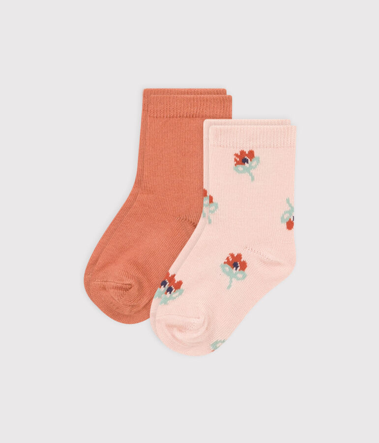 Juego de 2 pares de calcetines con flores de beb&eacute; multicolor