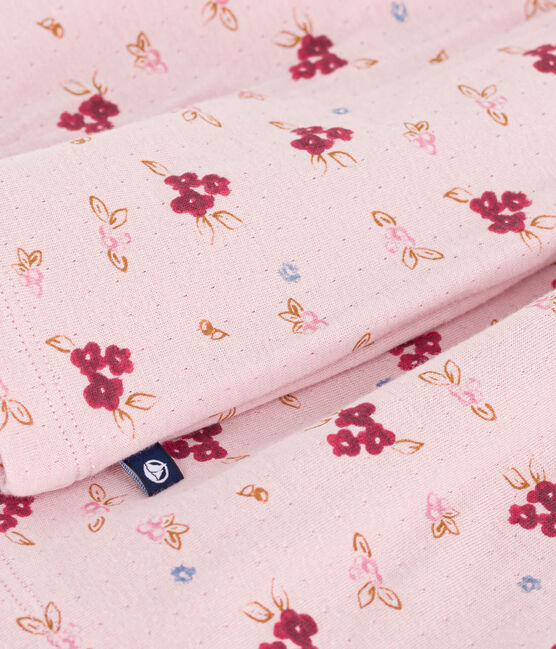Vestido infantil de manga larga de algodón rosa JOLI/blanco MULTICO